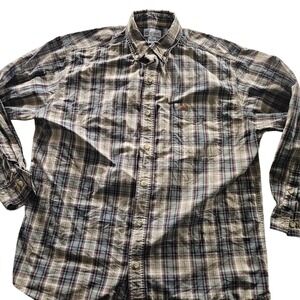 Legendary Whitetails Shirt Mens‎ Large Blue Gray Plaid Flannel Button Down Warm